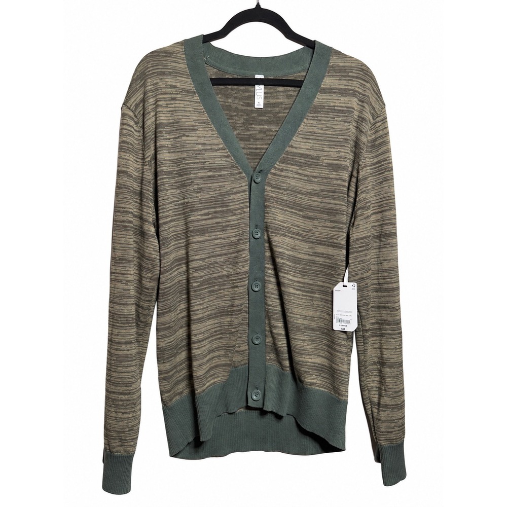 Stylus Mens V-Neck Cardigan Sweater Khaki Marle Olive Green XL NWT 377852